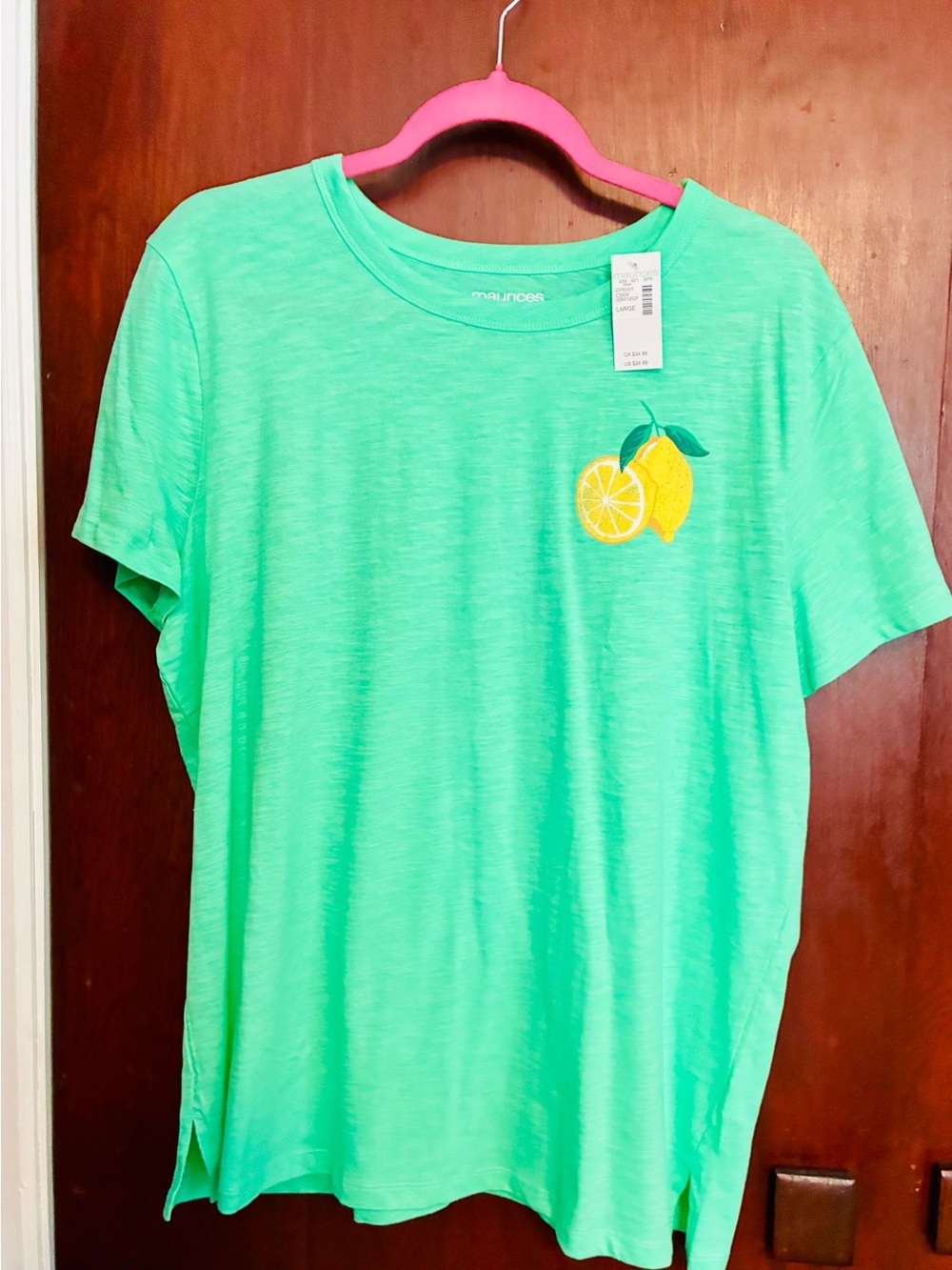 Maurices Mint Green Tee with Lemon Graphic